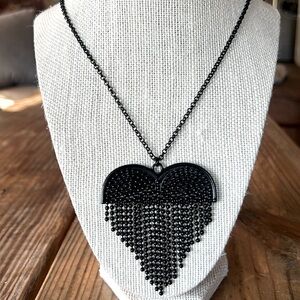 Betsey Johnson Black Fringe Heart Necklace 30in - Brand New